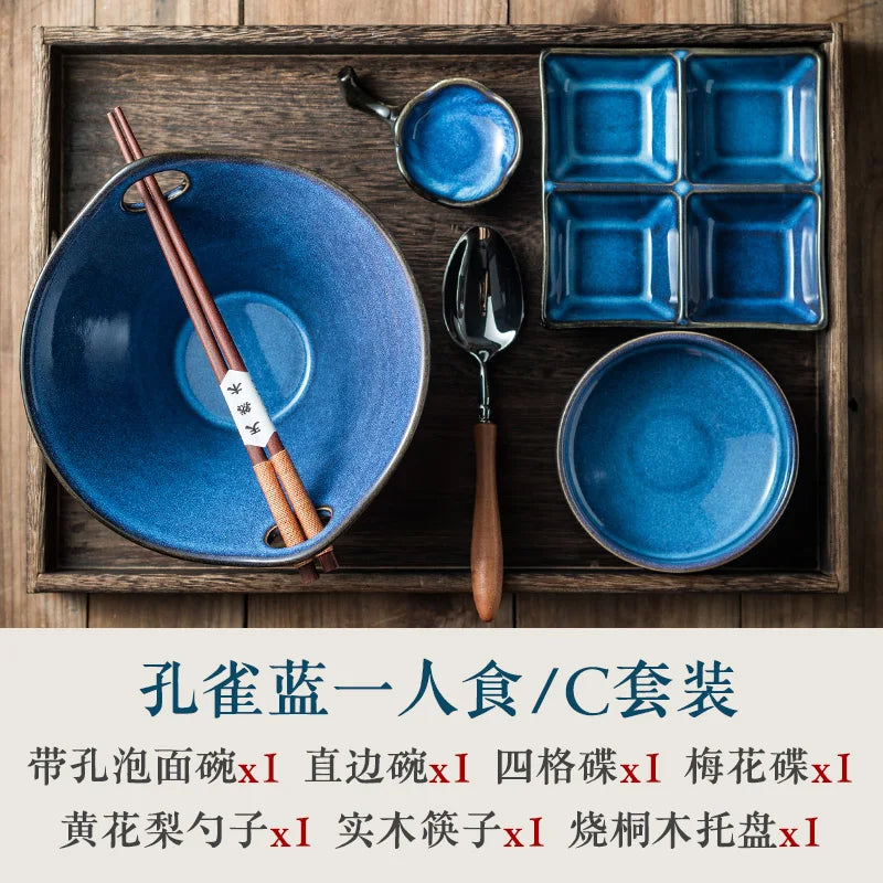 Elegant One-Person Dining Set, Japanese-Inspired Ritual Plate, Perfect Breakfast Tray for Airbnb or Stylish Mornings